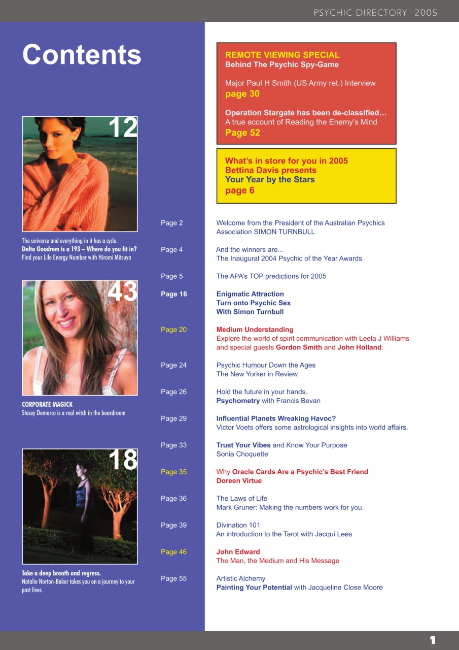 International Psychics Directory Preview Pages