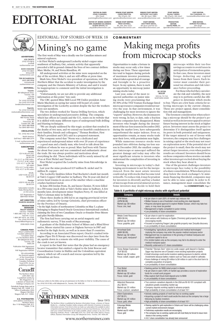 The Northern Miner Preview Pages