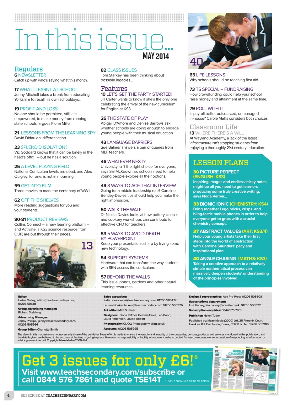 Teach Secondary Preview Pages