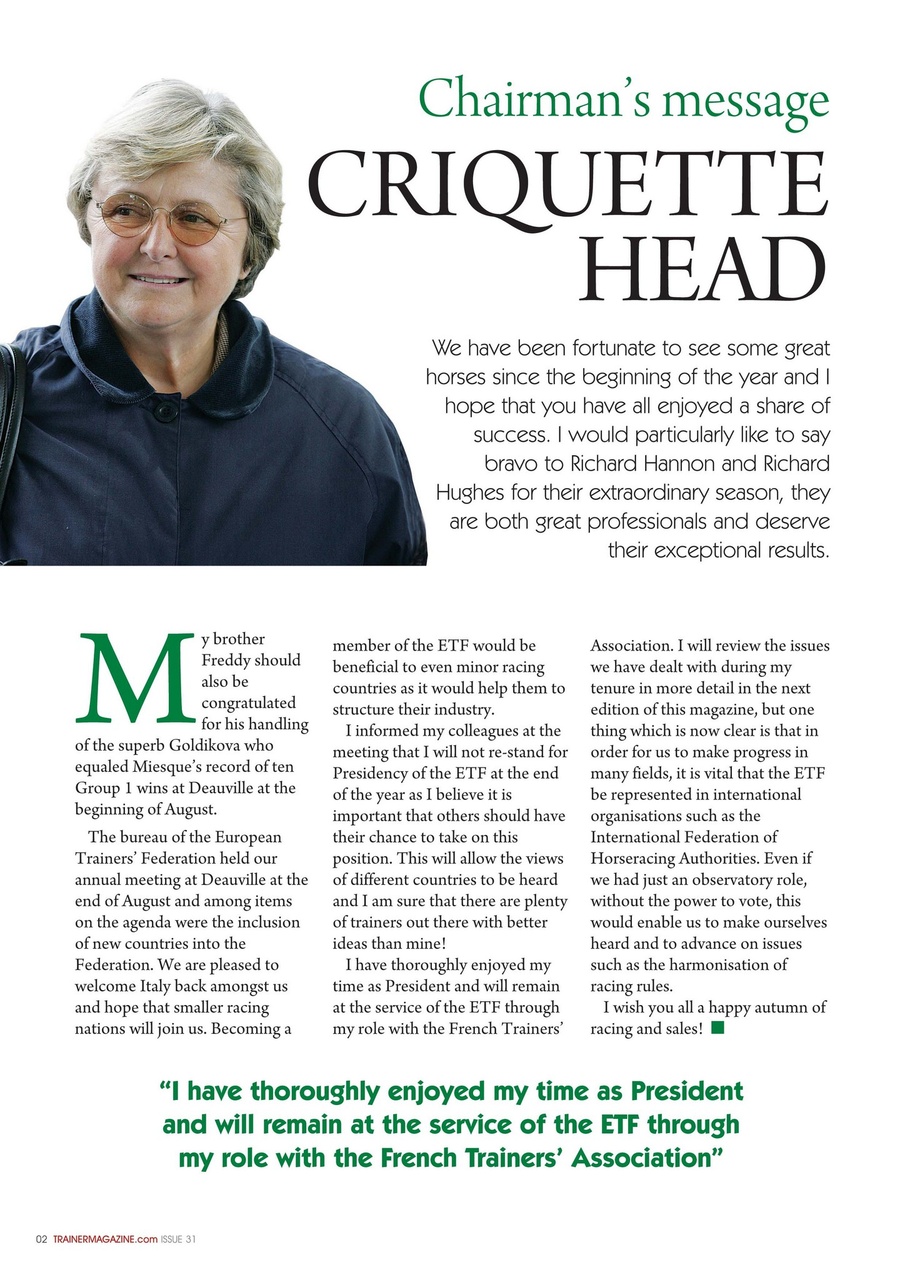 European Trainer Magazine - horse racing Preview Pages