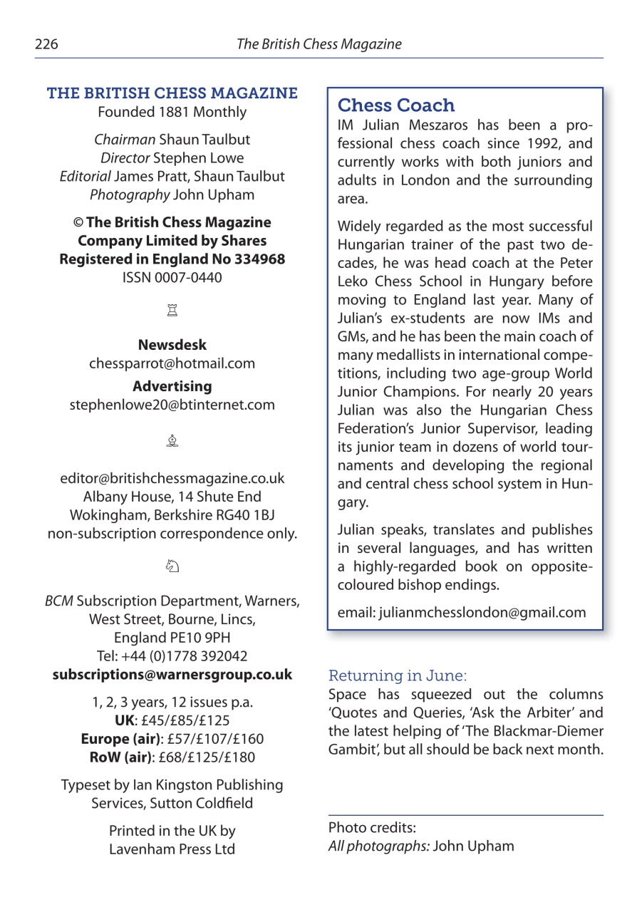 British Chess Magazine Preview Pages