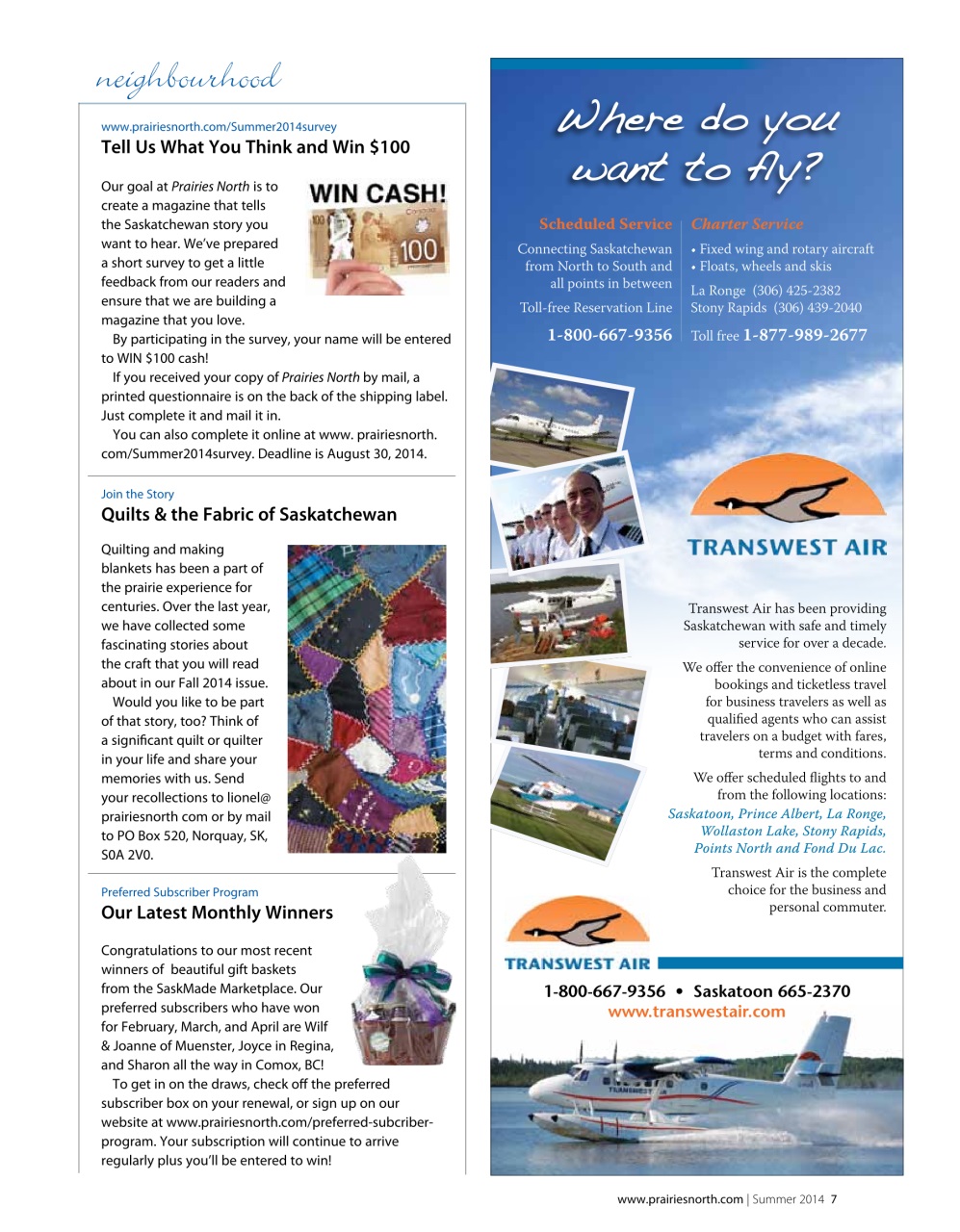 Prairies North Magazine Preview Pages