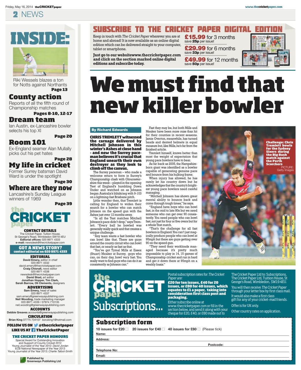 The Cricket Paper Preview Pages