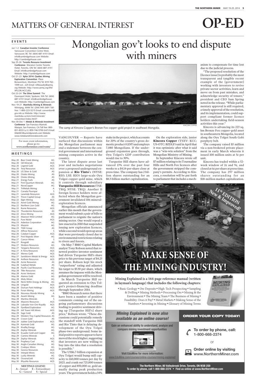The Northern Miner Preview Pages