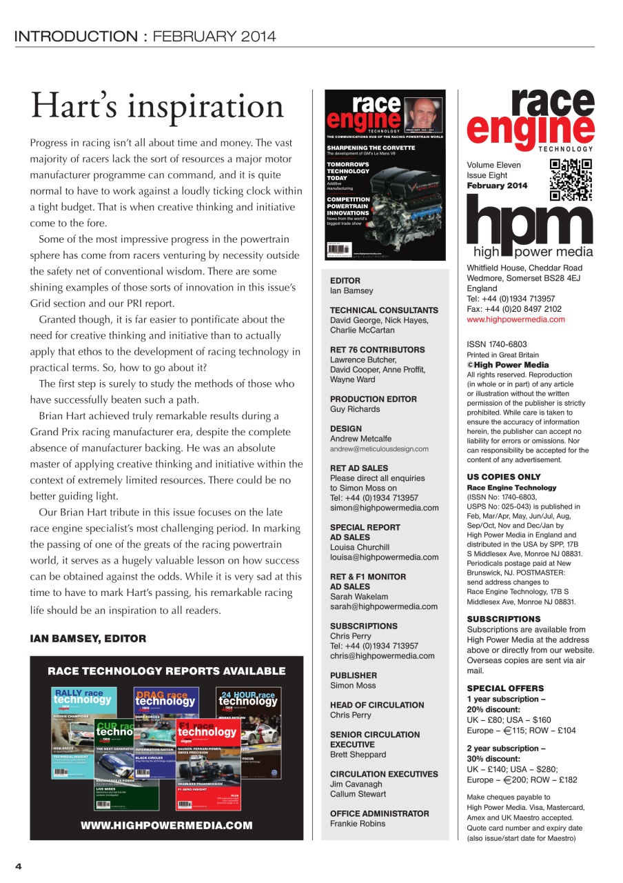 Race Engine Technology Preview Pages