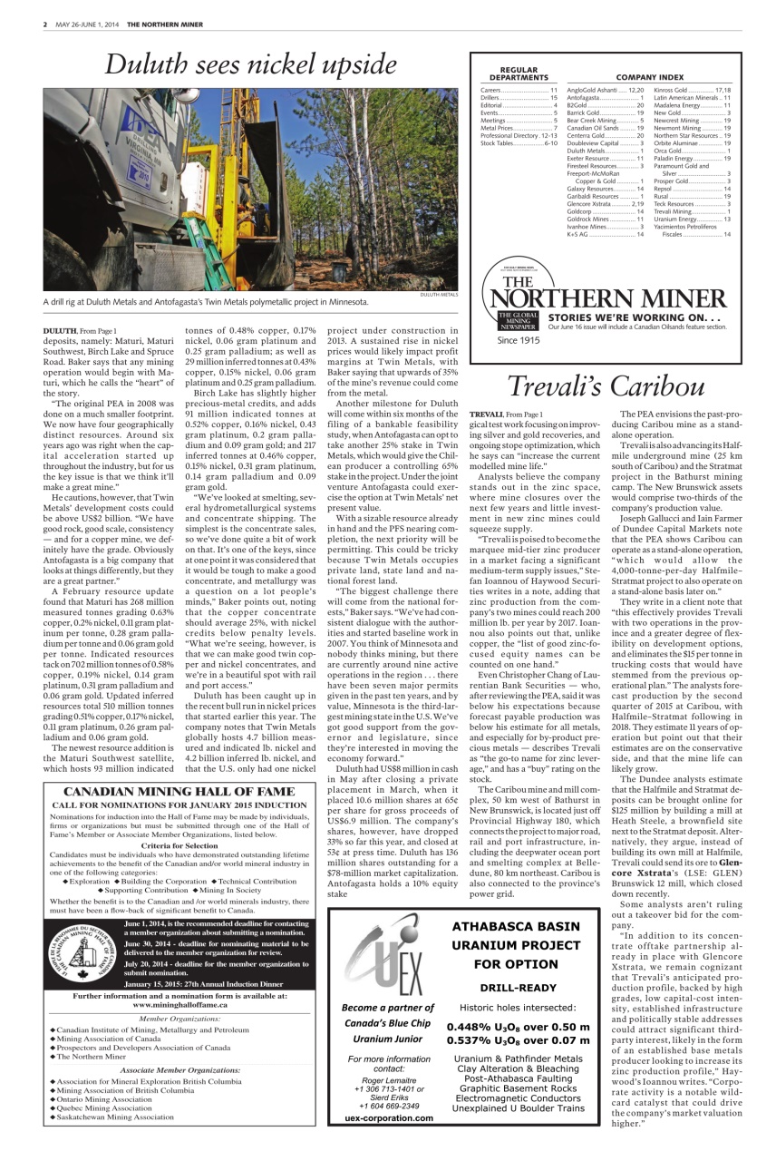 The Northern Miner Preview Pages