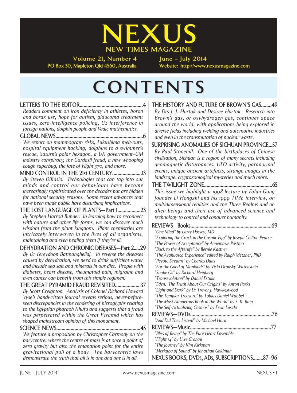 Nexus Magazine Preview Pages