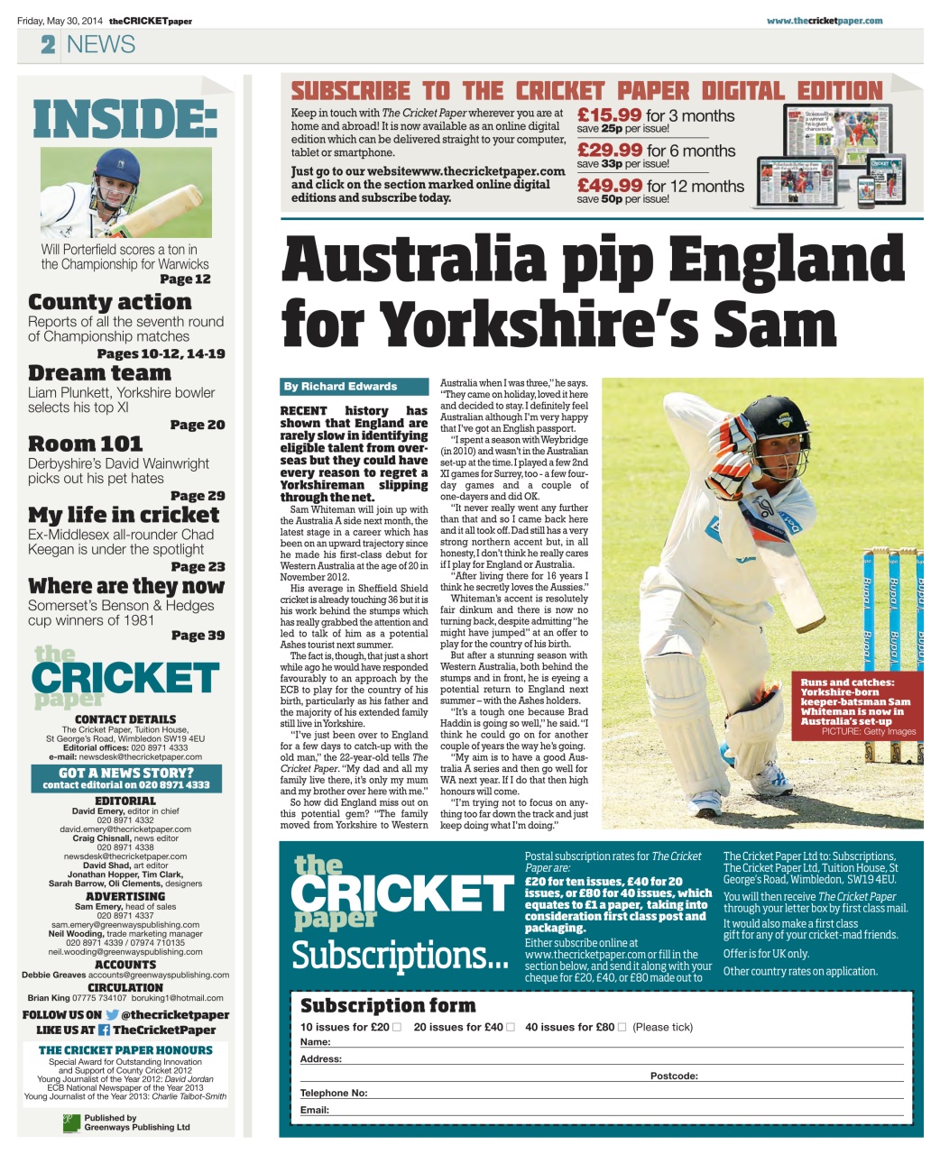 The Cricket Paper Preview Pages