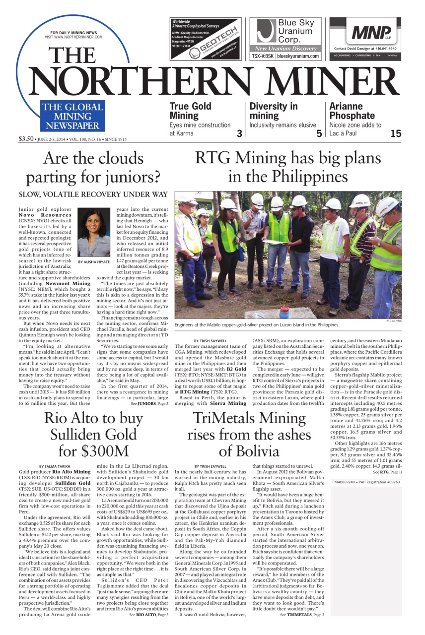 The Northern Miner Preview Pages