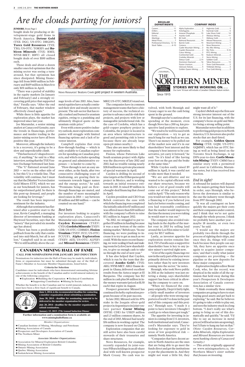 The Northern Miner Preview Pages