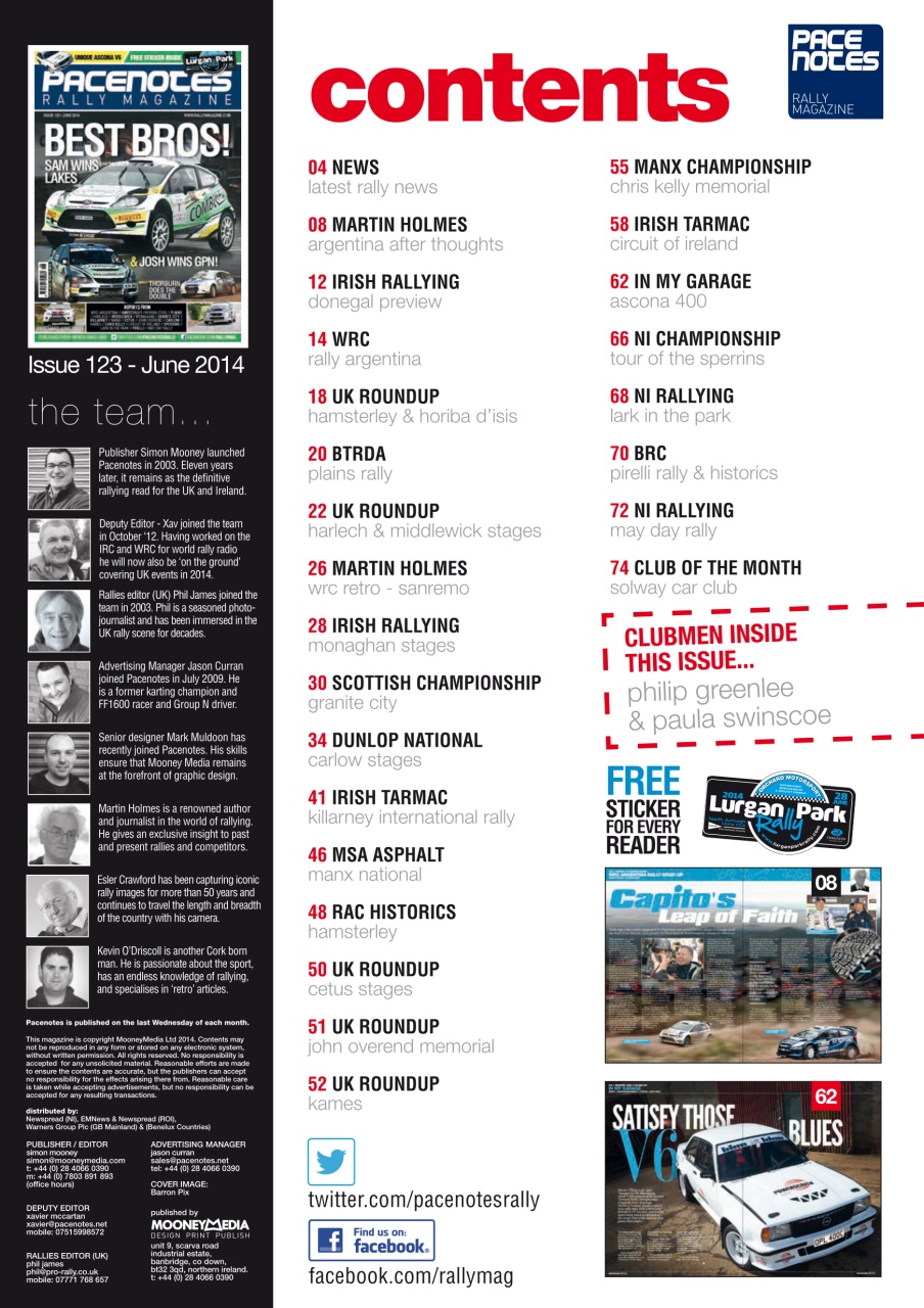 Pacenotes Rally magazine Preview Pages