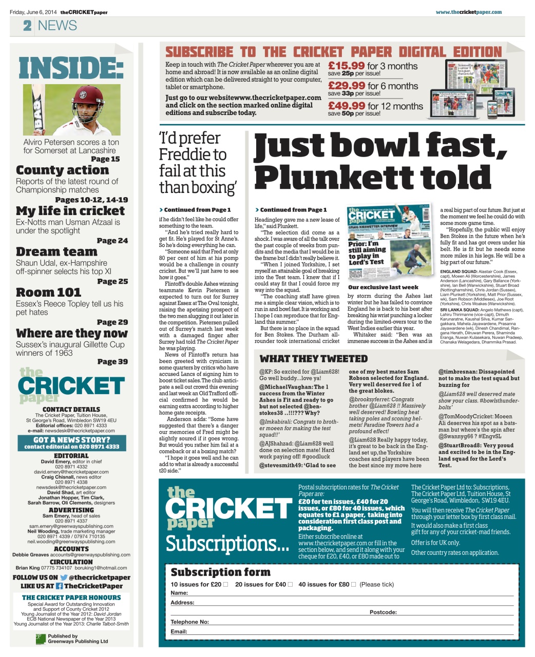 The Cricket Paper Preview Pages
