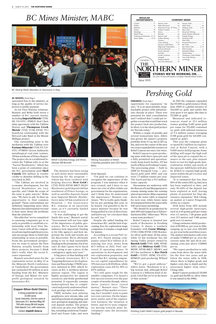 The Northern Miner Preview Pages