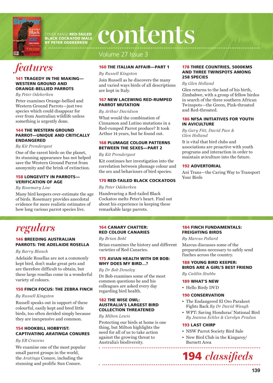 Australian Birdkeeper Magazine Preview Pages