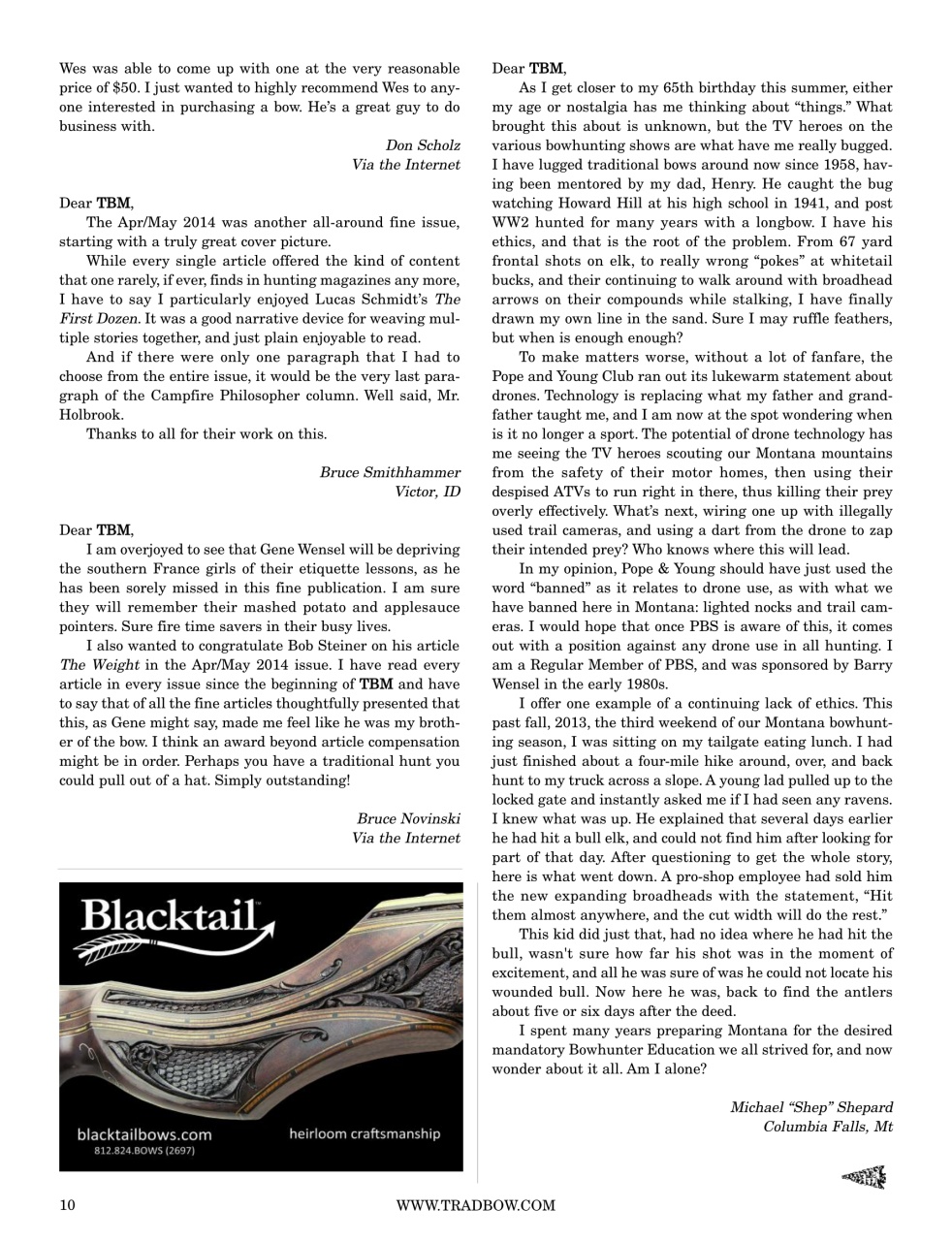 Traditional Bowhunter Magazine Preview Pages