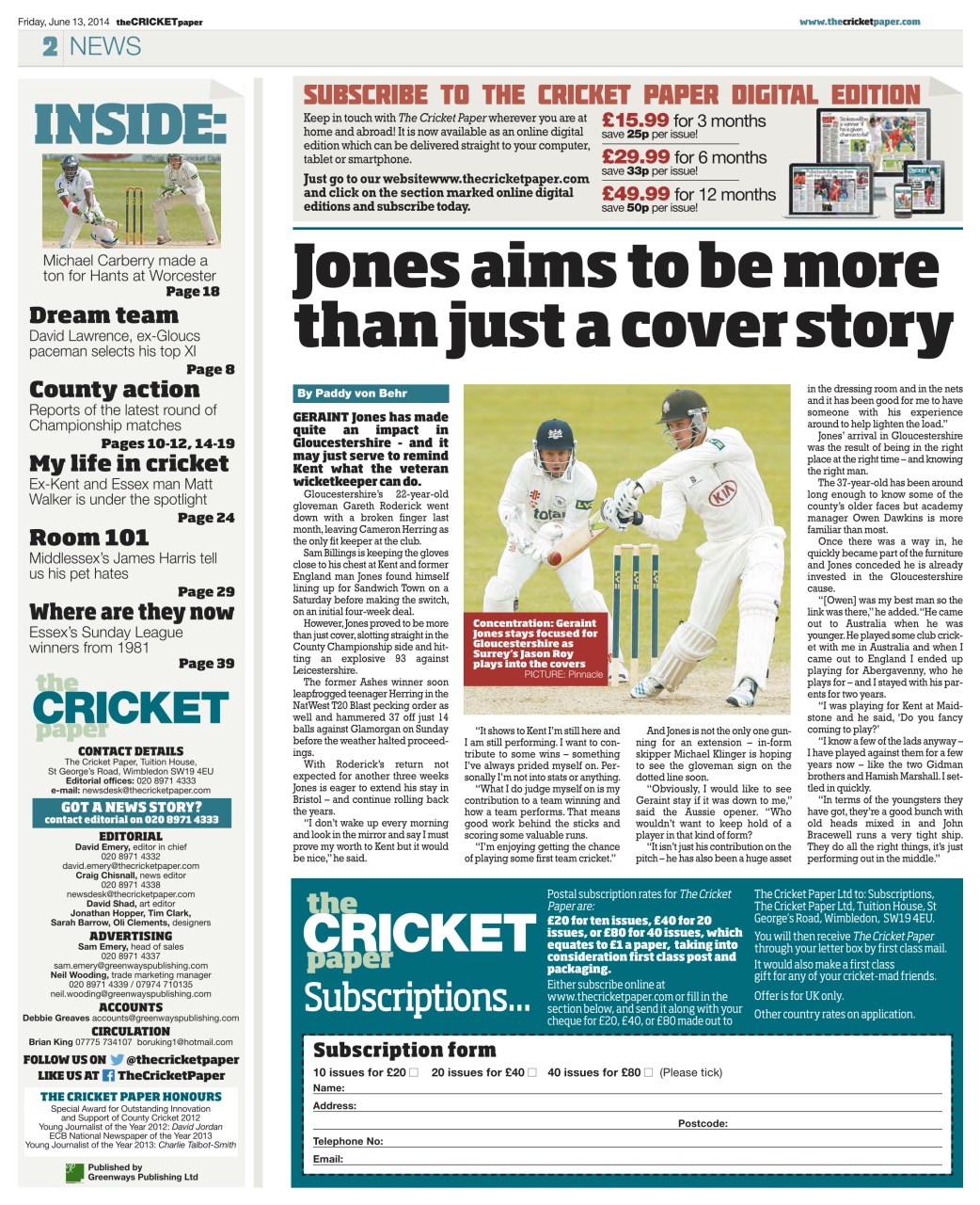 The Cricket Paper Preview Pages