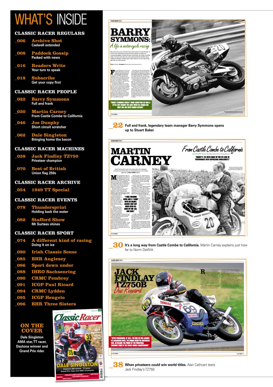 Classic Racer Preview Pages