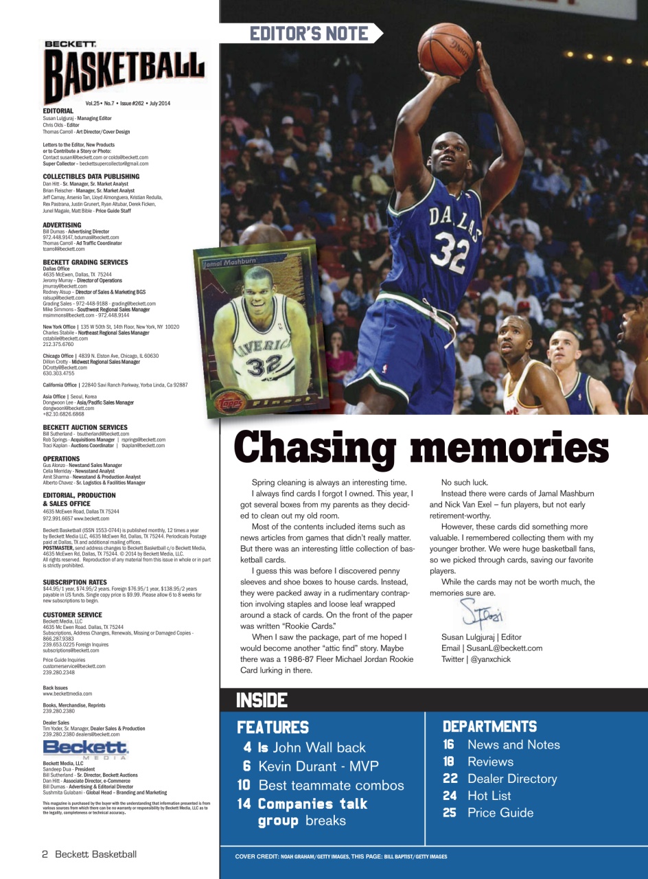 Beckett Basketball Magazine Preview Pages