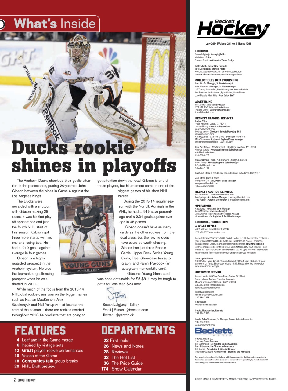 Beckett Hockey Magazine Preview Pages