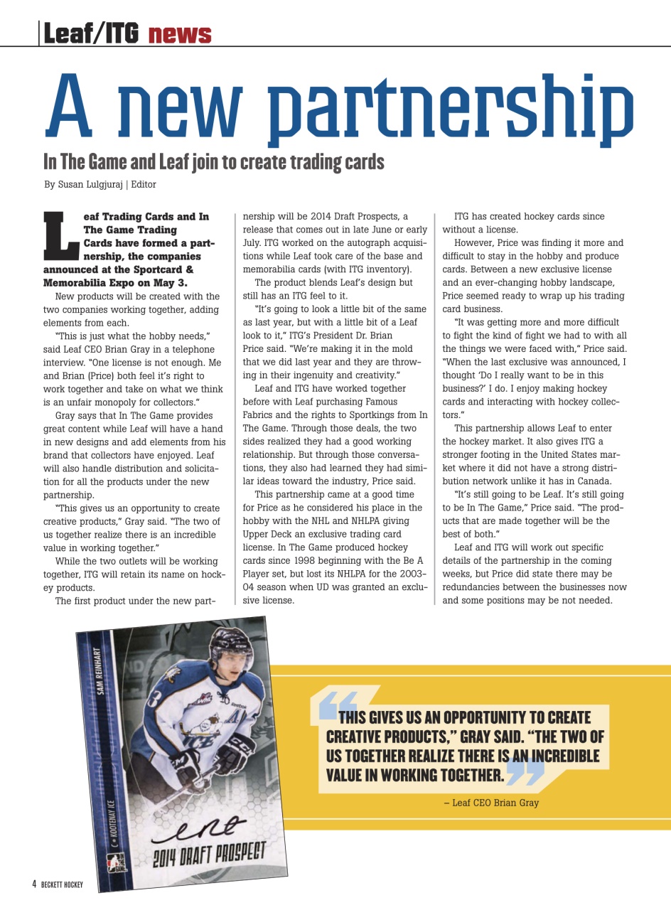 Beckett Hockey Magazine Preview Pages