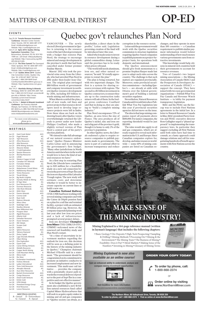 The Northern Miner Preview Pages