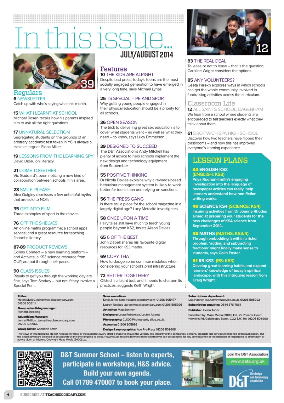 Teach Secondary Preview Pages