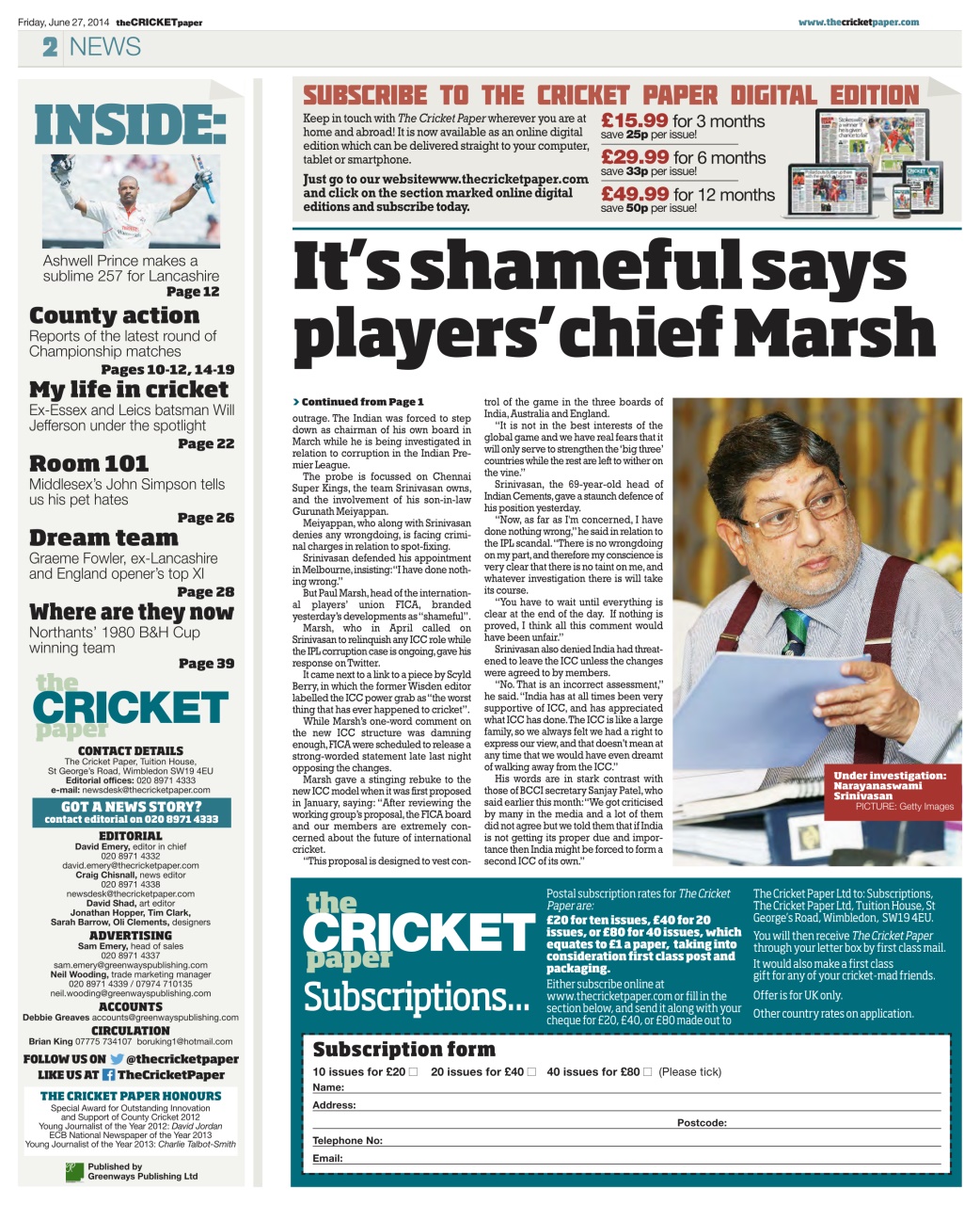 The Cricket Paper Preview Pages