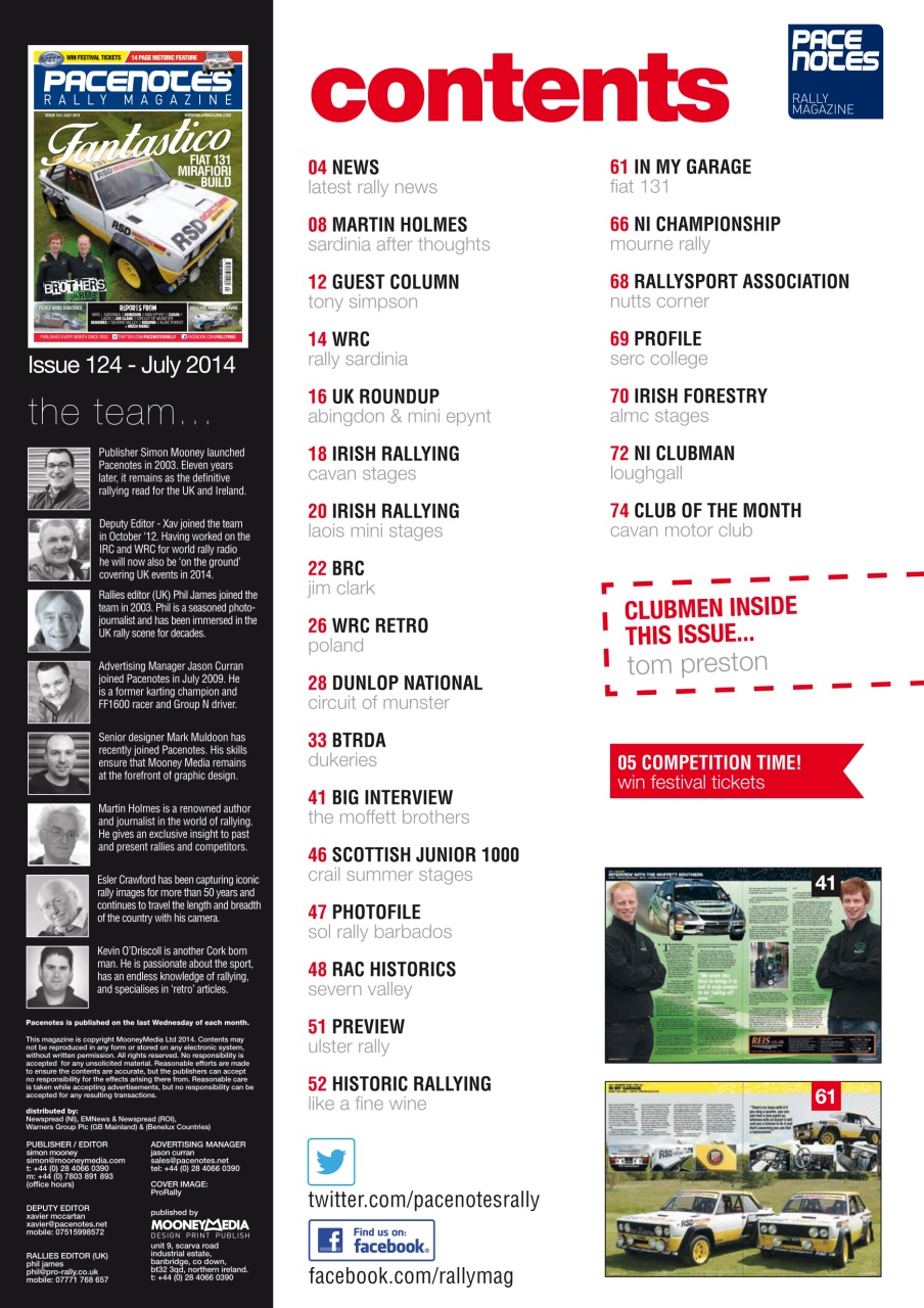 Pacenotes Rally magazine Preview Pages