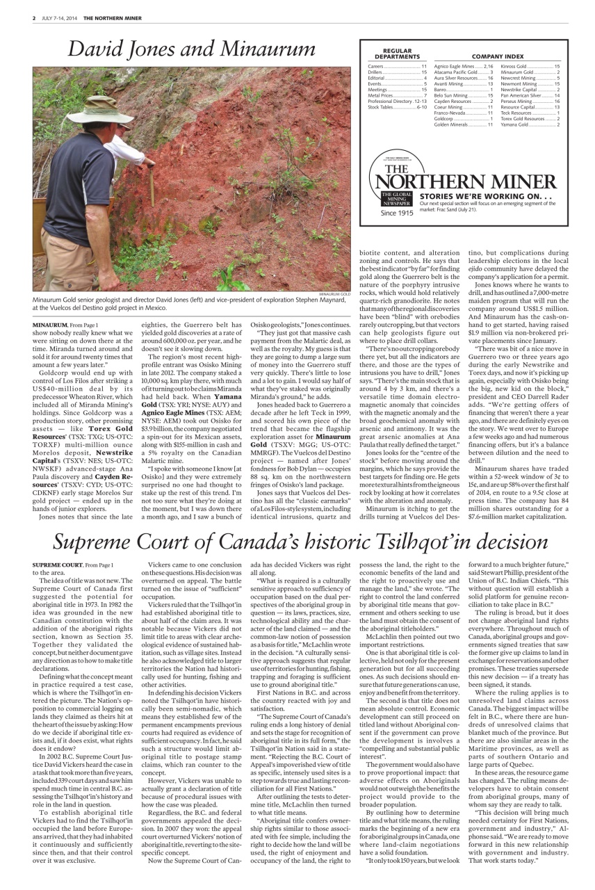 The Northern Miner Preview Pages