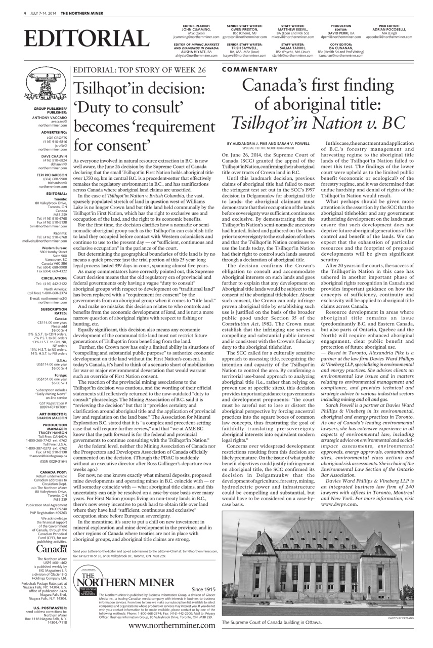 The Northern Miner Preview Pages