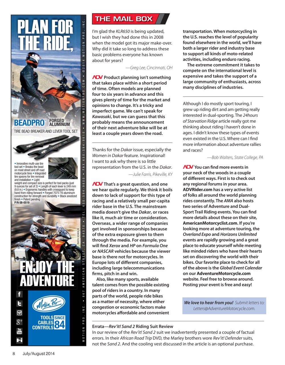 Adventure Motorcycle Preview Pages