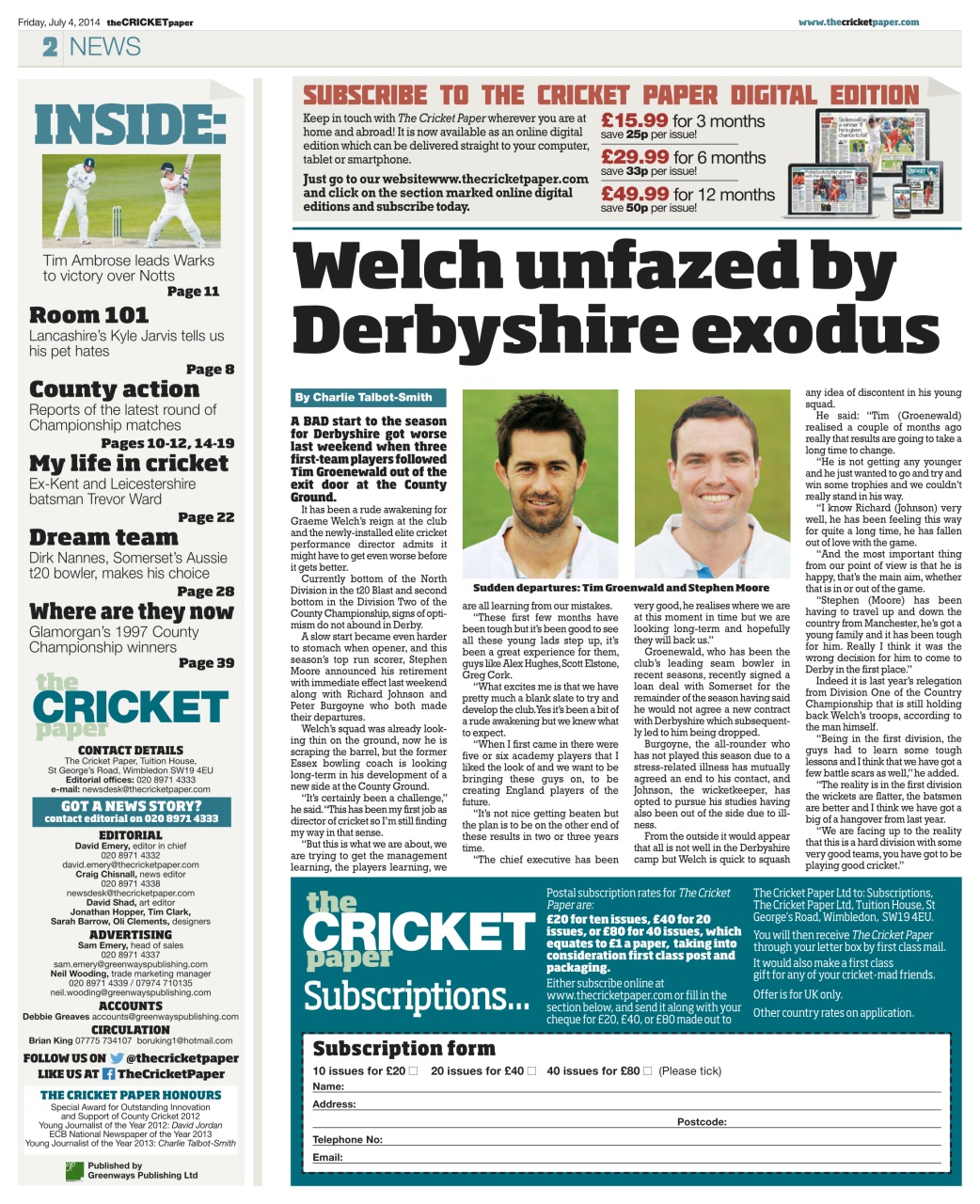 The Cricket Paper Preview Pages
