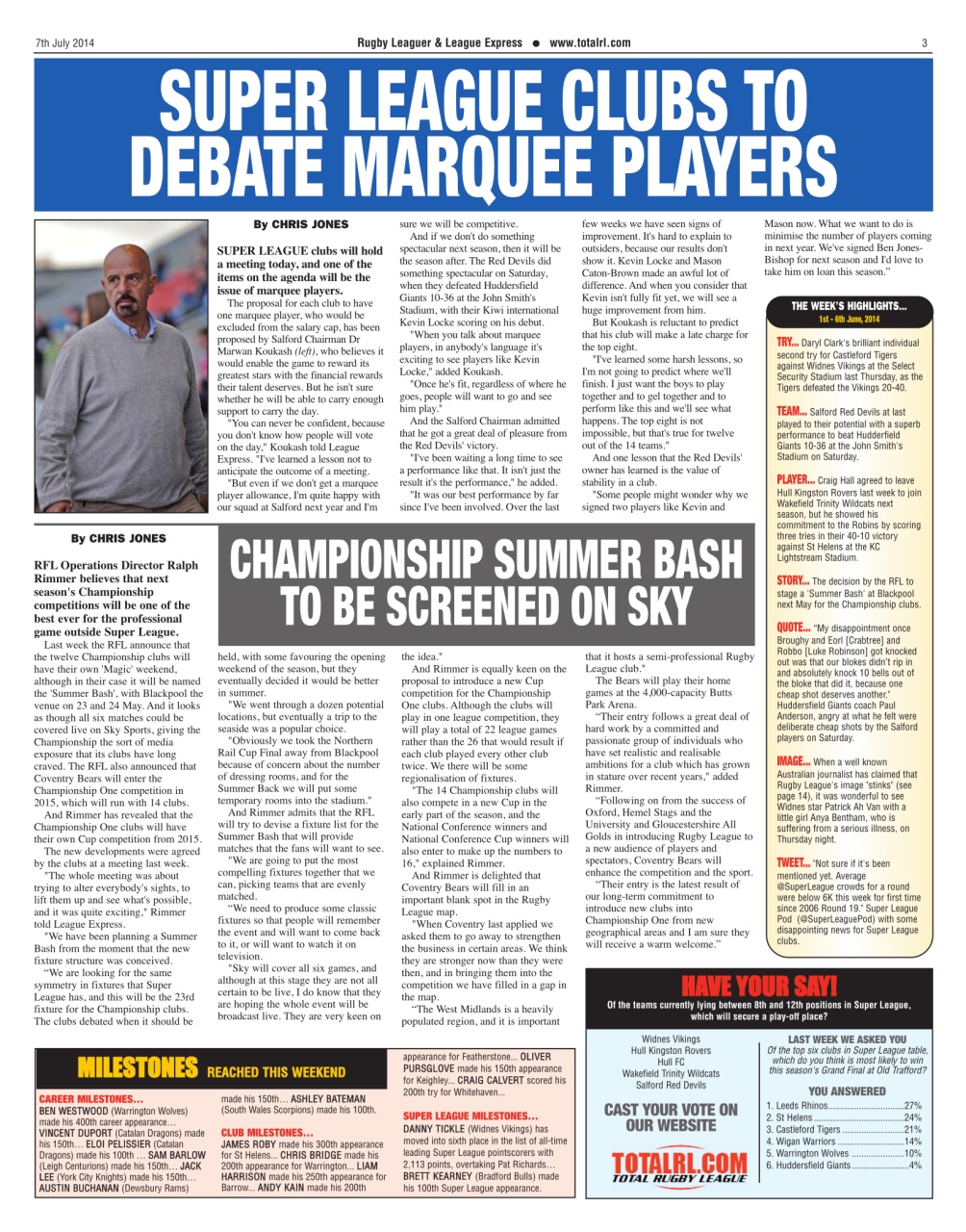 League Express Preview Pages