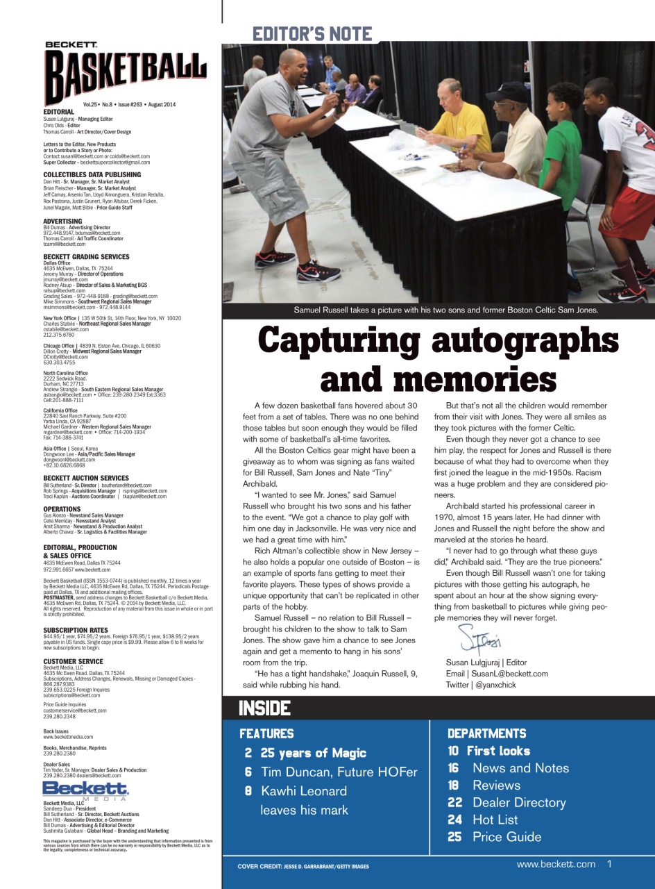 Beckett Basketball Magazine Preview Pages