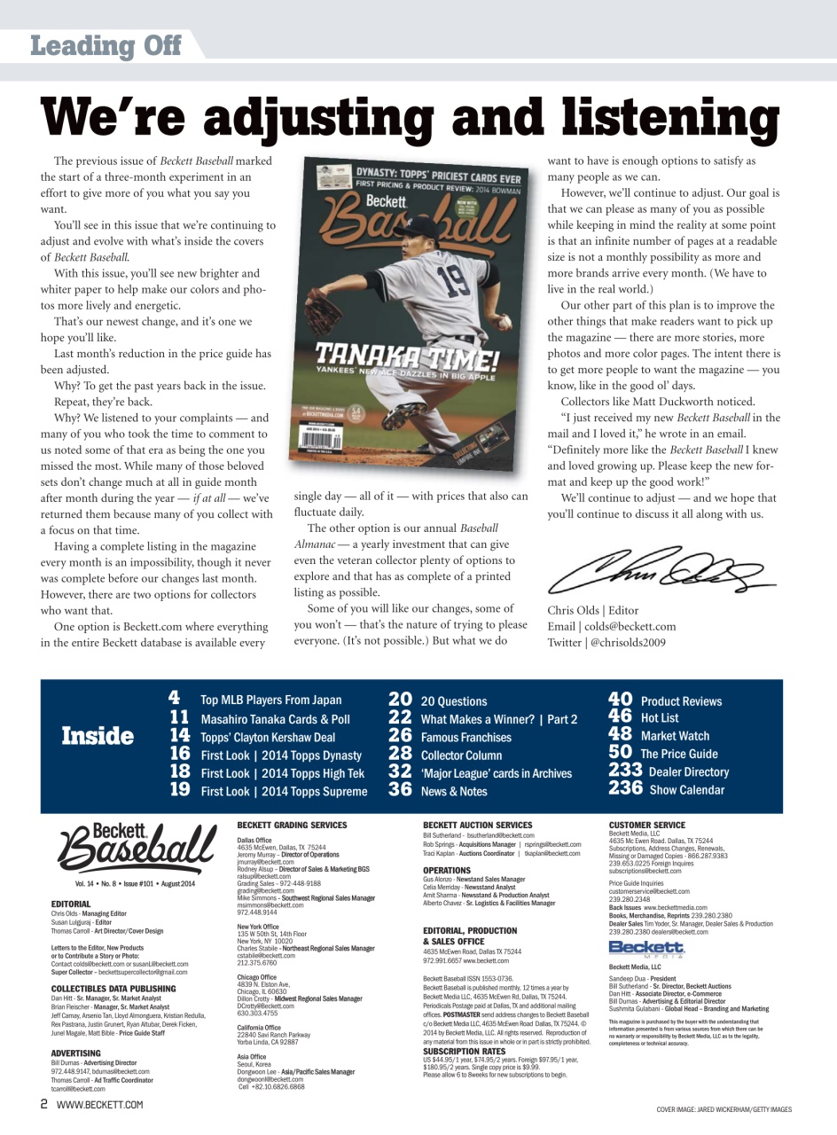 Beckett Baseball Magazine Preview Pages