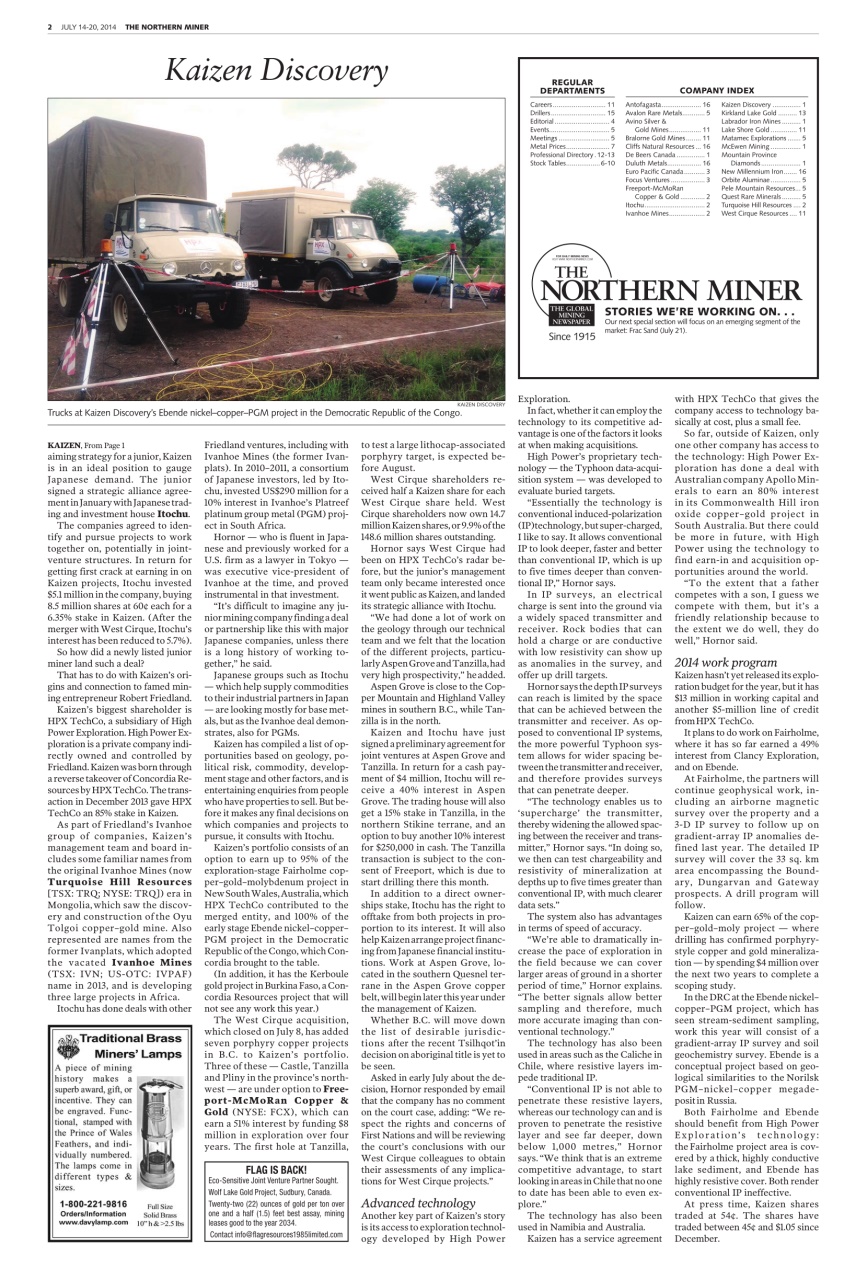 The Northern Miner Preview Pages