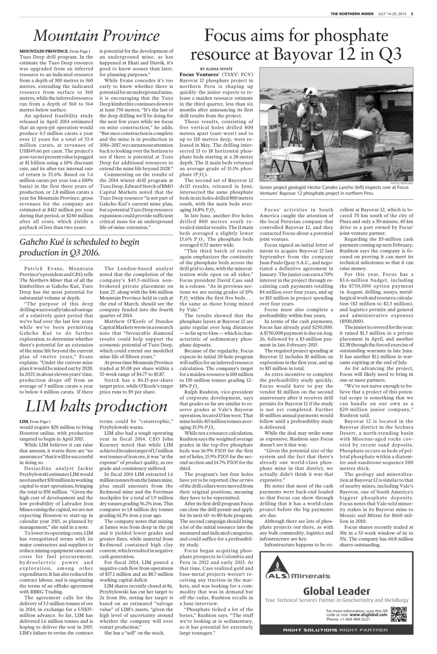 The Northern Miner Preview Pages