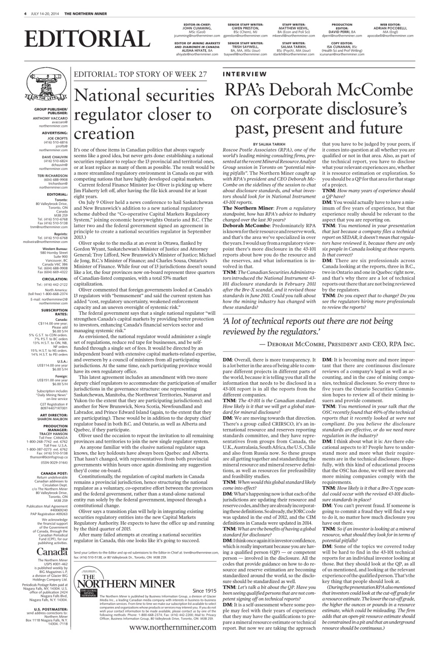 The Northern Miner Preview Pages