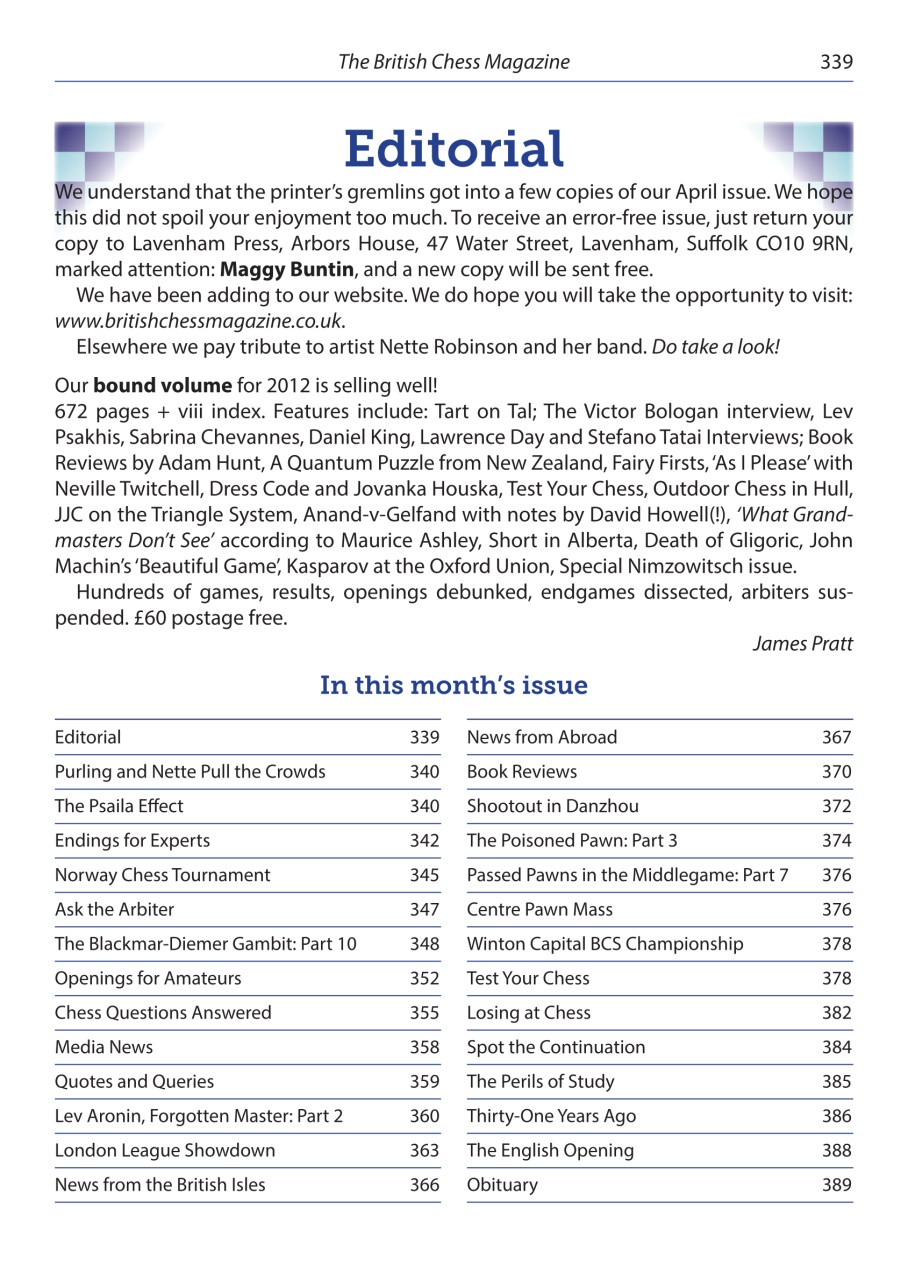 British Chess Magazine Preview Pages