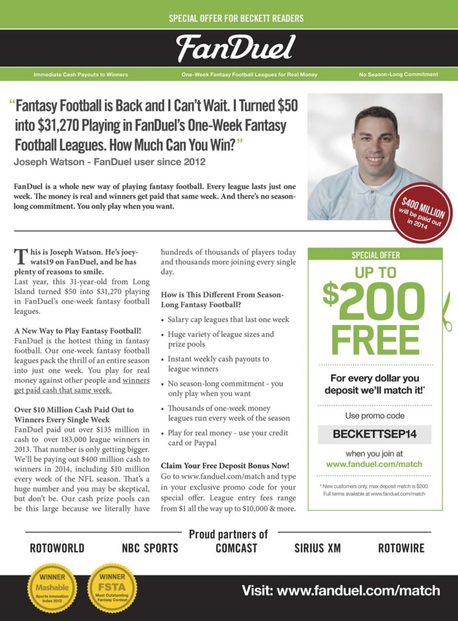 Beckett Football Magazine Preview Pages