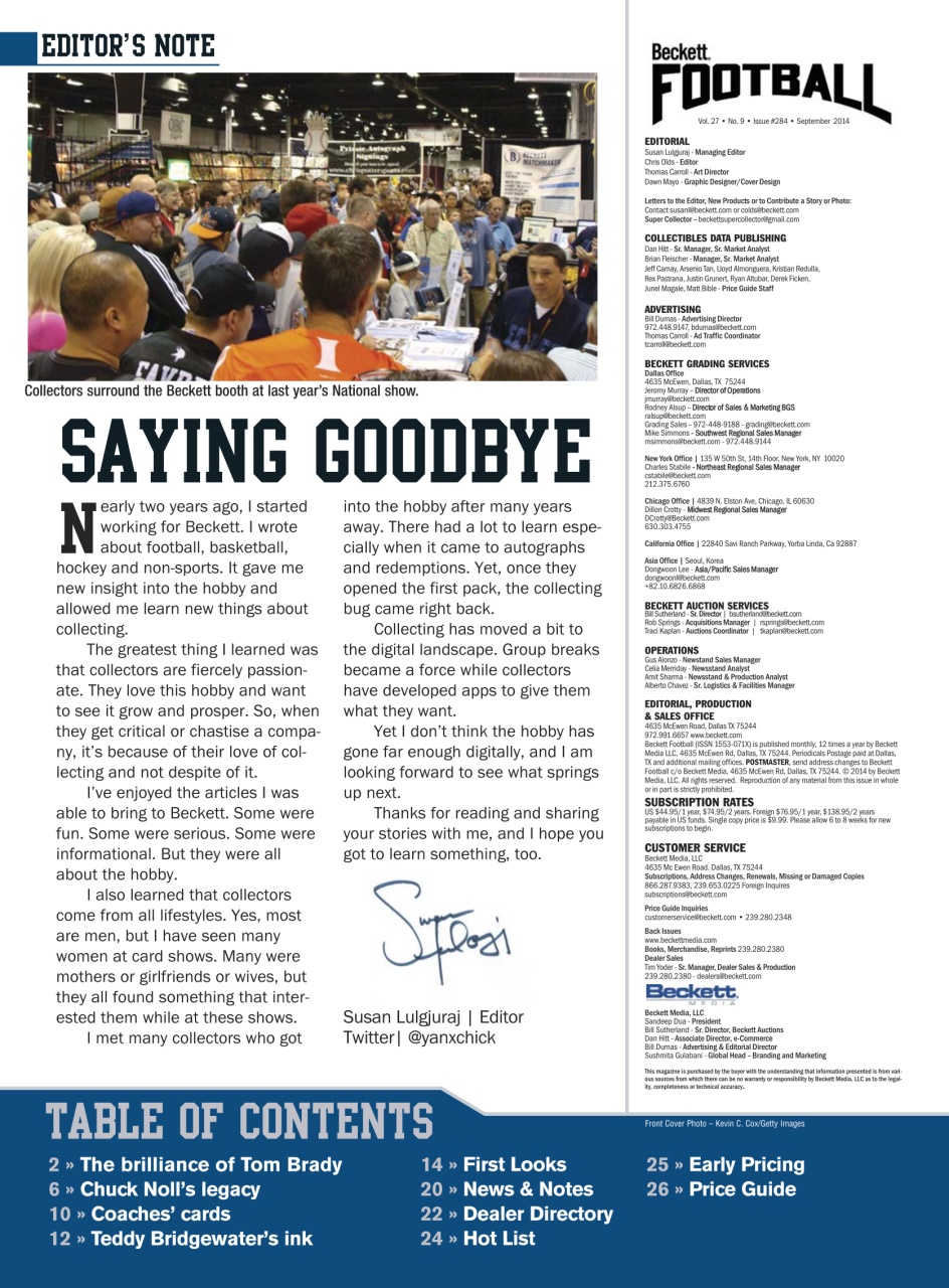 Beckett Football Magazine Preview Pages