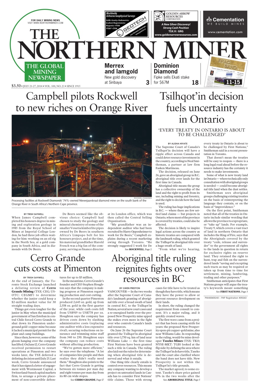 The Northern Miner Preview Pages