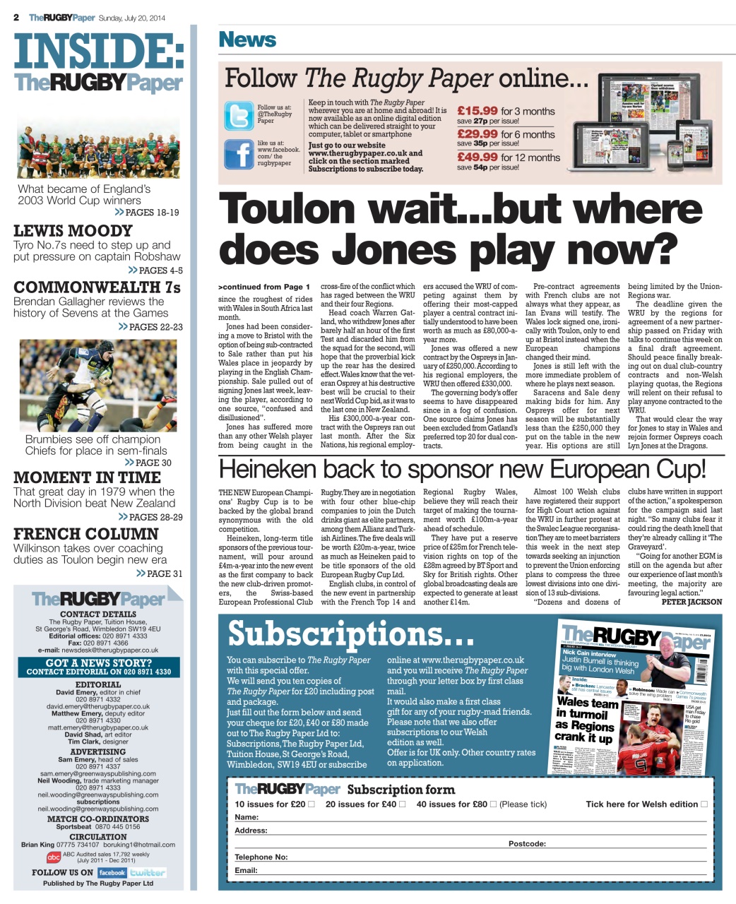 The Rugby Paper Preview Pages