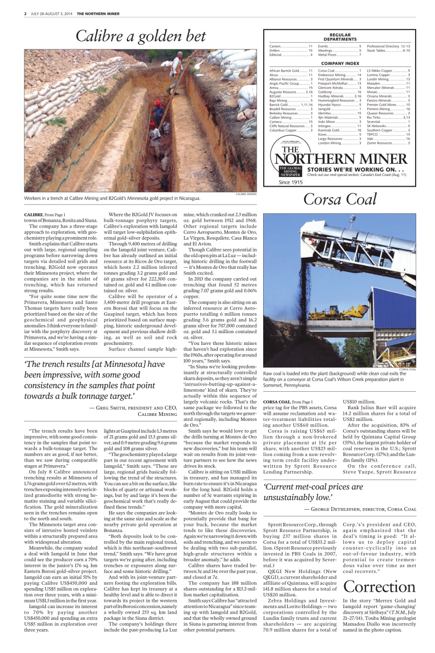 The Northern Miner Preview Pages