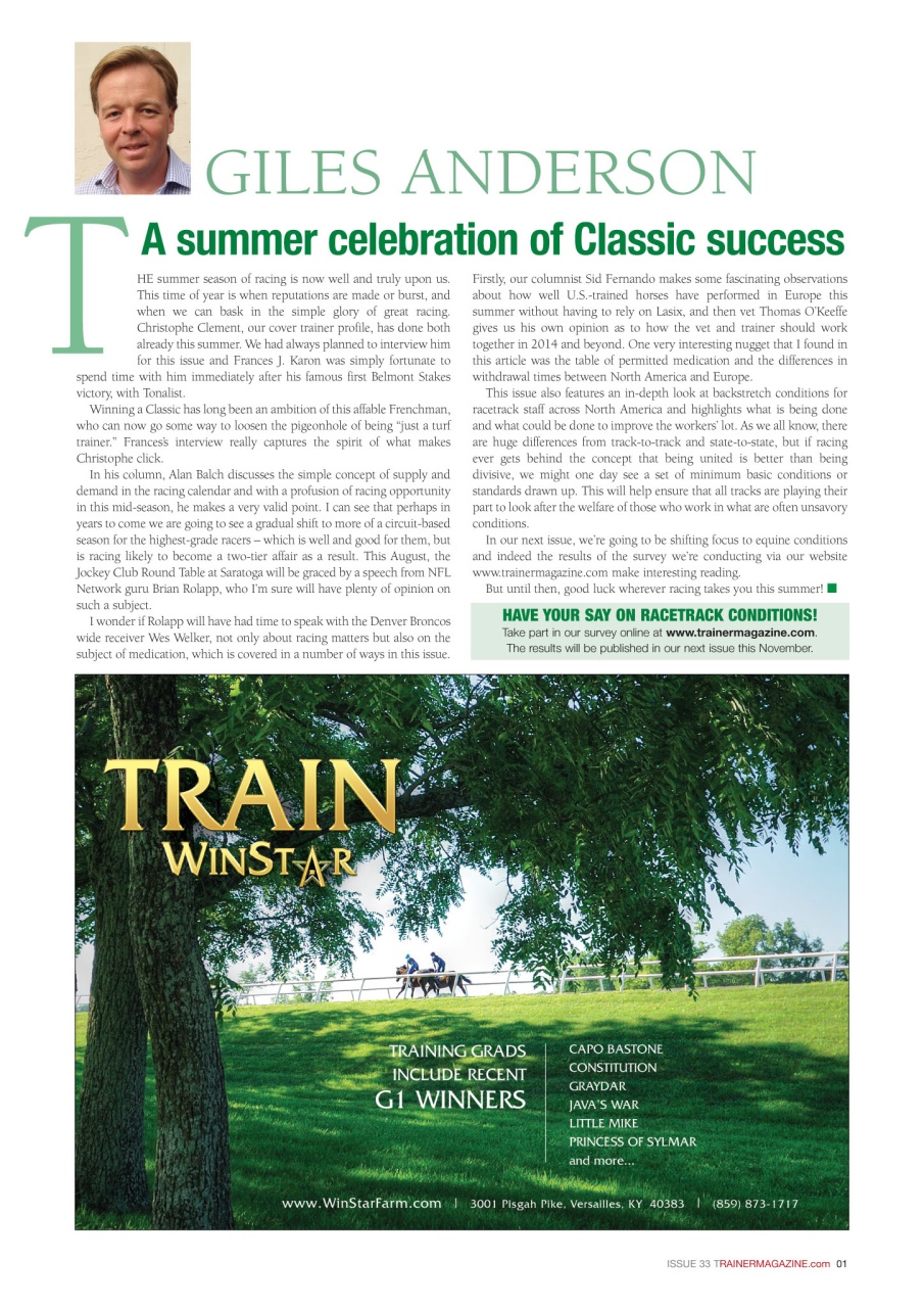 North American Trainer Magazine - horse racing Preview Pages