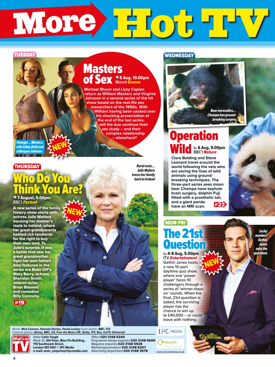 What's on TV Preview Pages