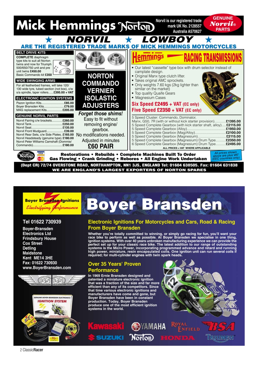 Classic Racer Preview Pages