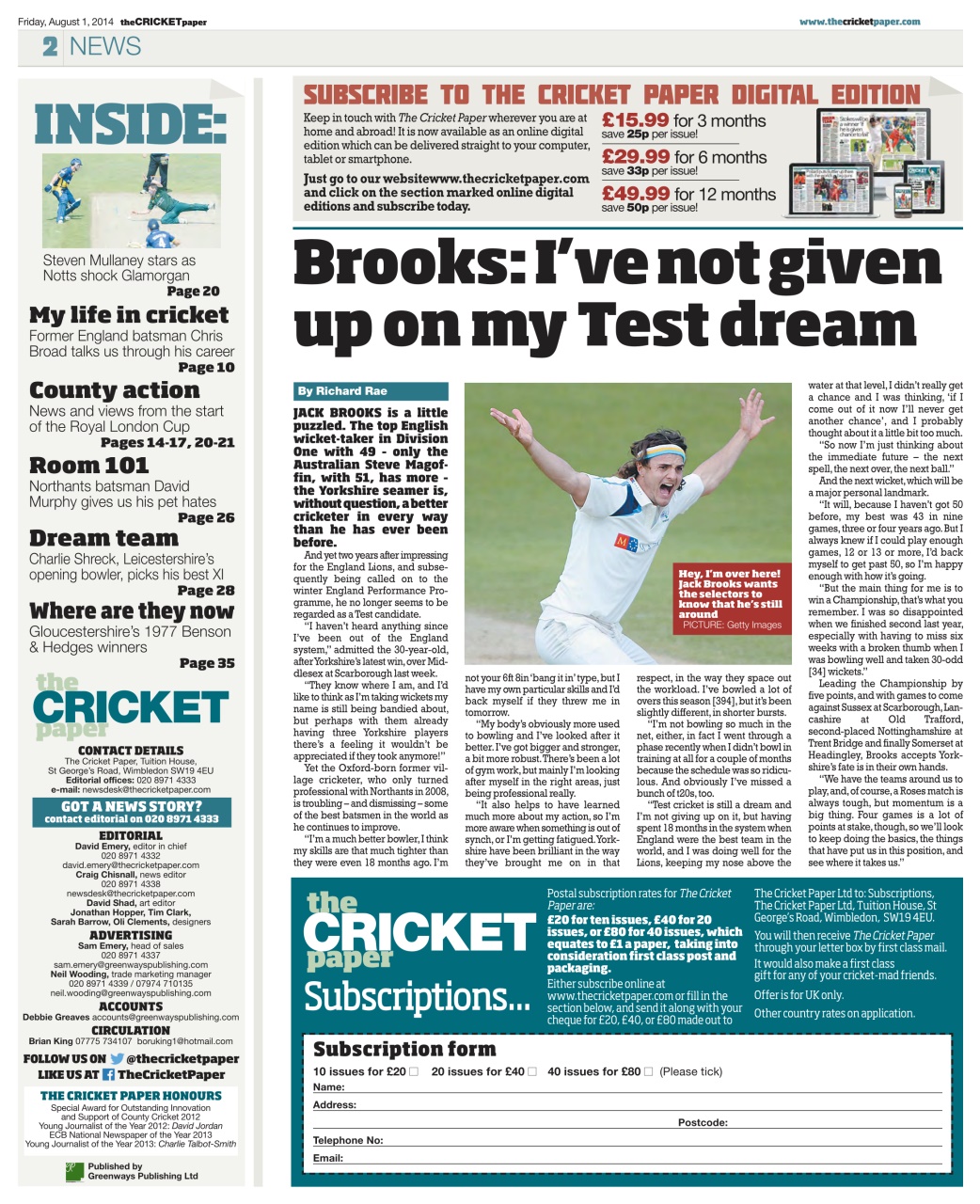 The Cricket Paper Preview Pages