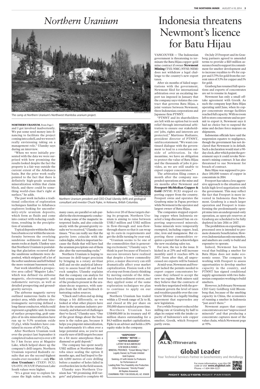 The Northern Miner Preview Pages