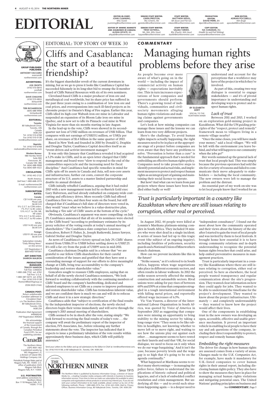 The Northern Miner Preview Pages